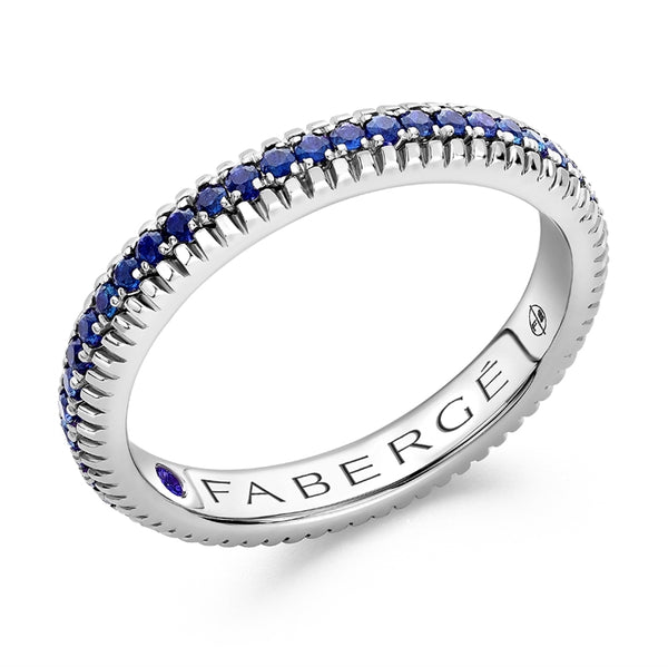 Colours of Love White Gold Blue Sapphire Fluted Eternity Ring