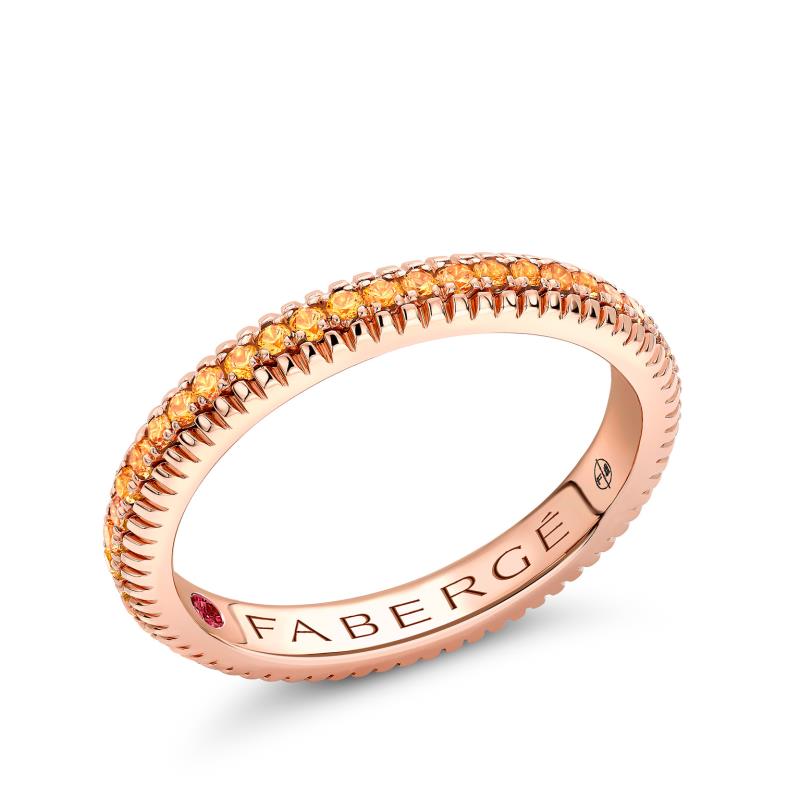 Colours of Love Rose Gold Orange Sapphire Fluted Eternity Ring - Main Image