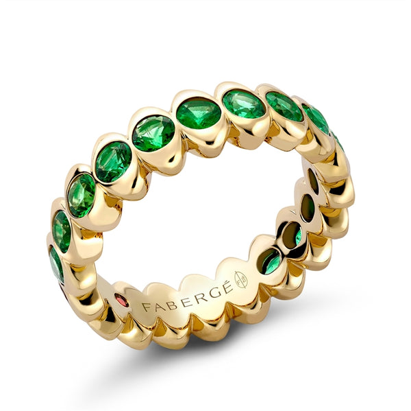 Colours of Love Cosmic Curve Yellow Gold Emerald Eternity Ring