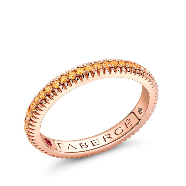 Colours of Love Rose Gold & Orange Sapphire Fluted Eternity Ring