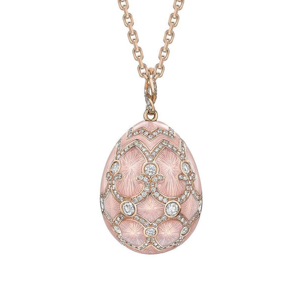 Heritage Rose Gold Diamond & Pink Guilloché Enamel Grande Egg Pendant