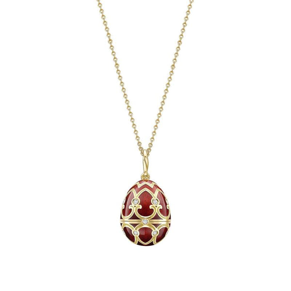Heritage Yellow Gold Diamond & Red Guilloché Enamel Year Of The Pig Surprise Locket
