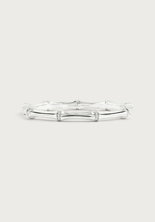 Bamboo Hinged Bangle-Silver