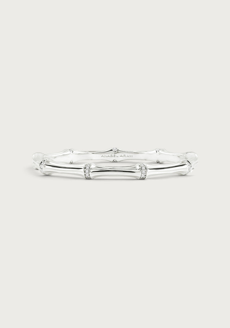 Bamboo Hinged Bangle-Silver