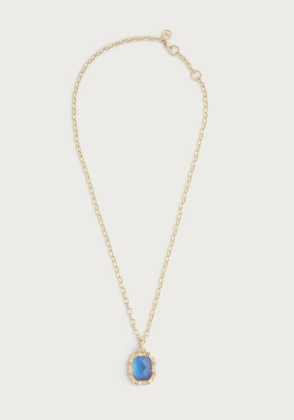 Bamboo With Stone Pendant Necklace