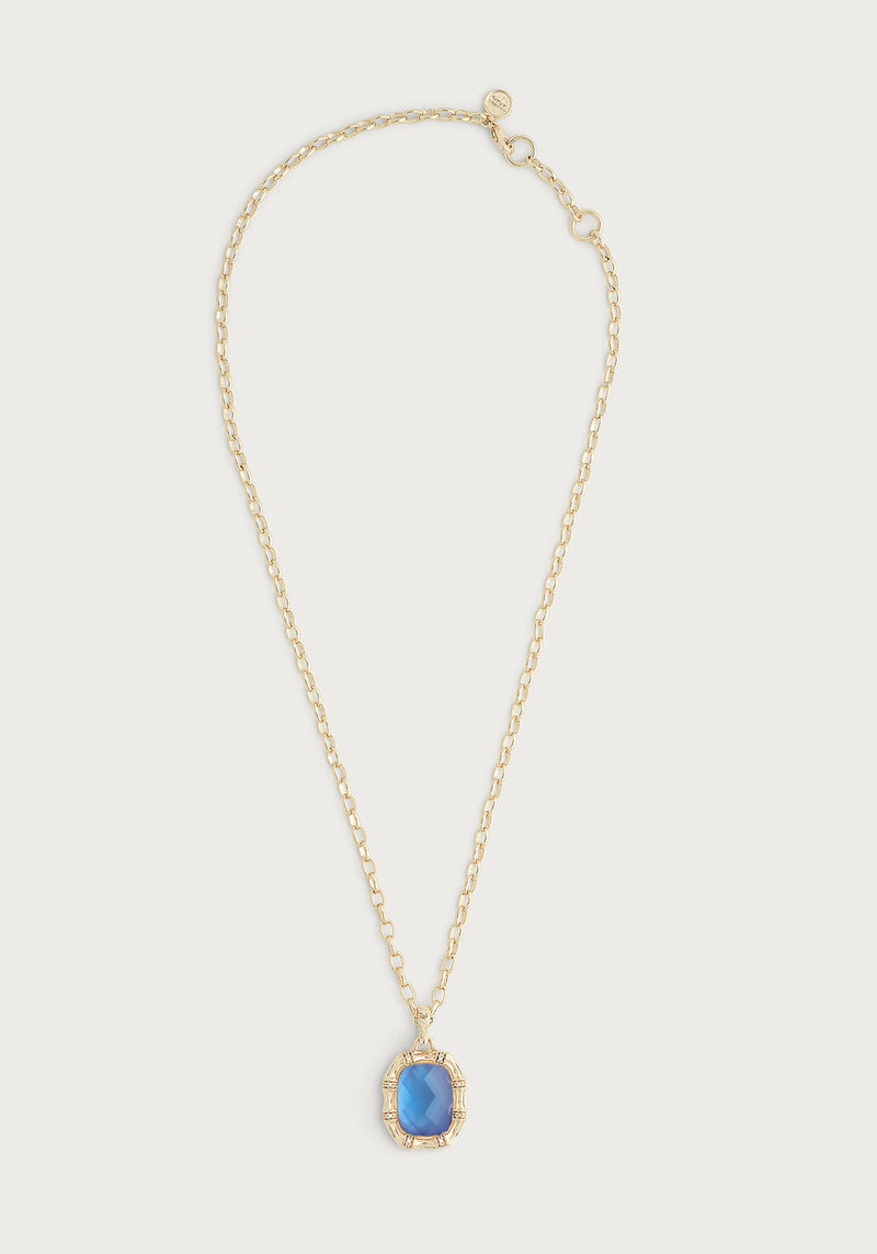 Bamboo With Stone Pendant Necklace
