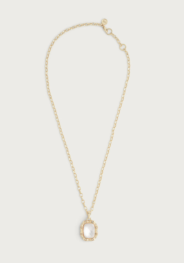 Bamboo With Stone Pendant Necklace