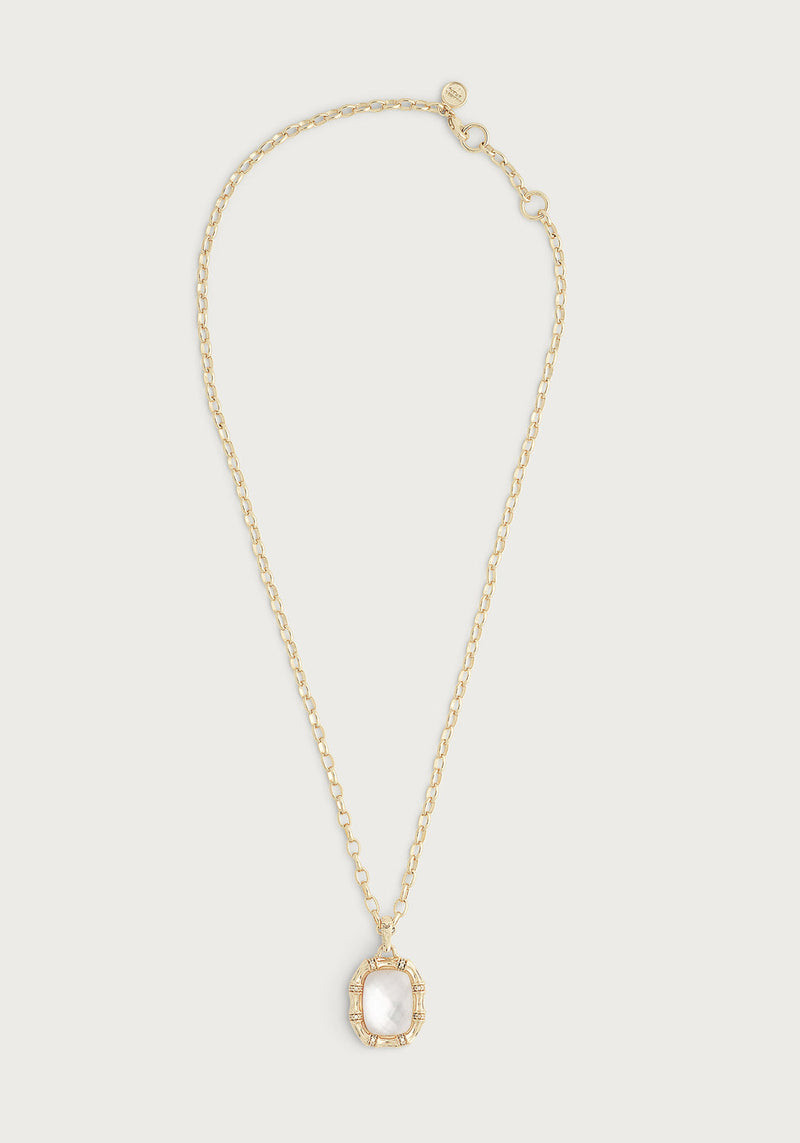 Bamboo With Stone Pendant Necklace