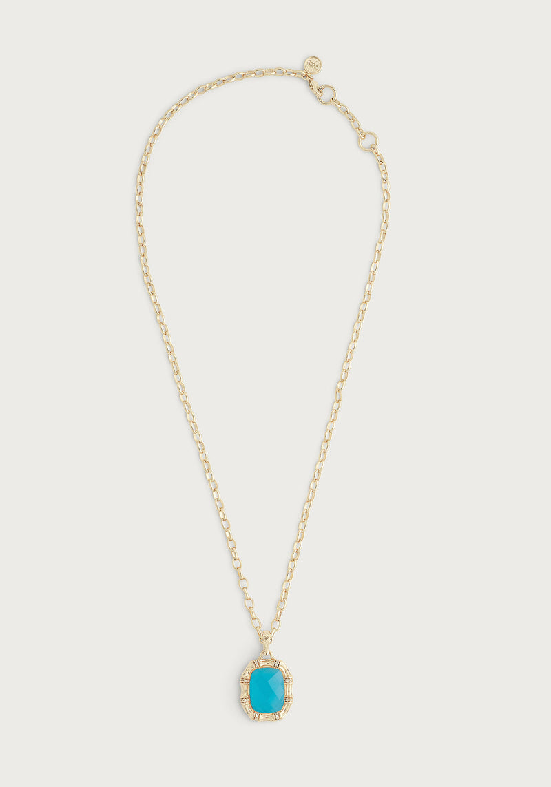 Bamboo With Stone Pendant Necklace
