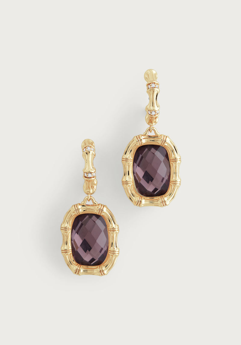 Bamboo With Stone Drop Earrings