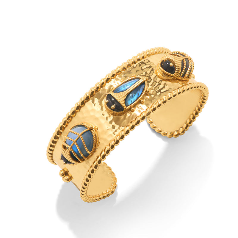 Scarab Family Cuff - Gold/Blue Labradorite