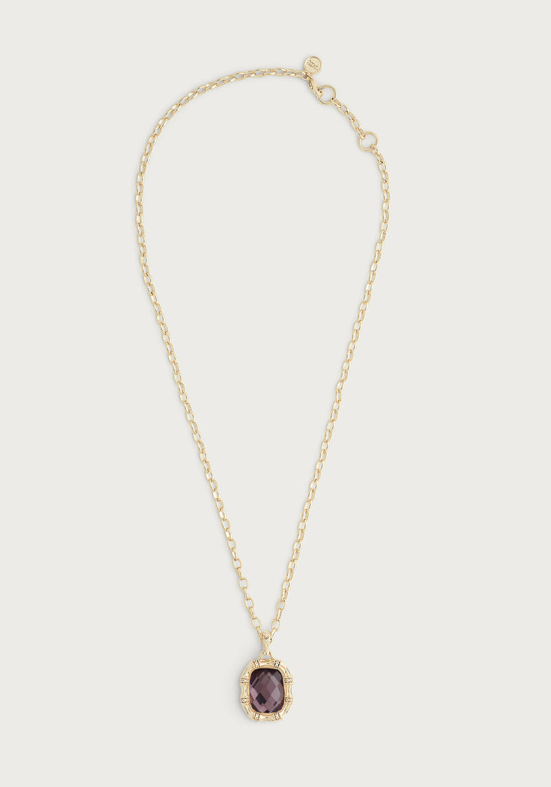 Bamboo With Stone Pendant Necklace