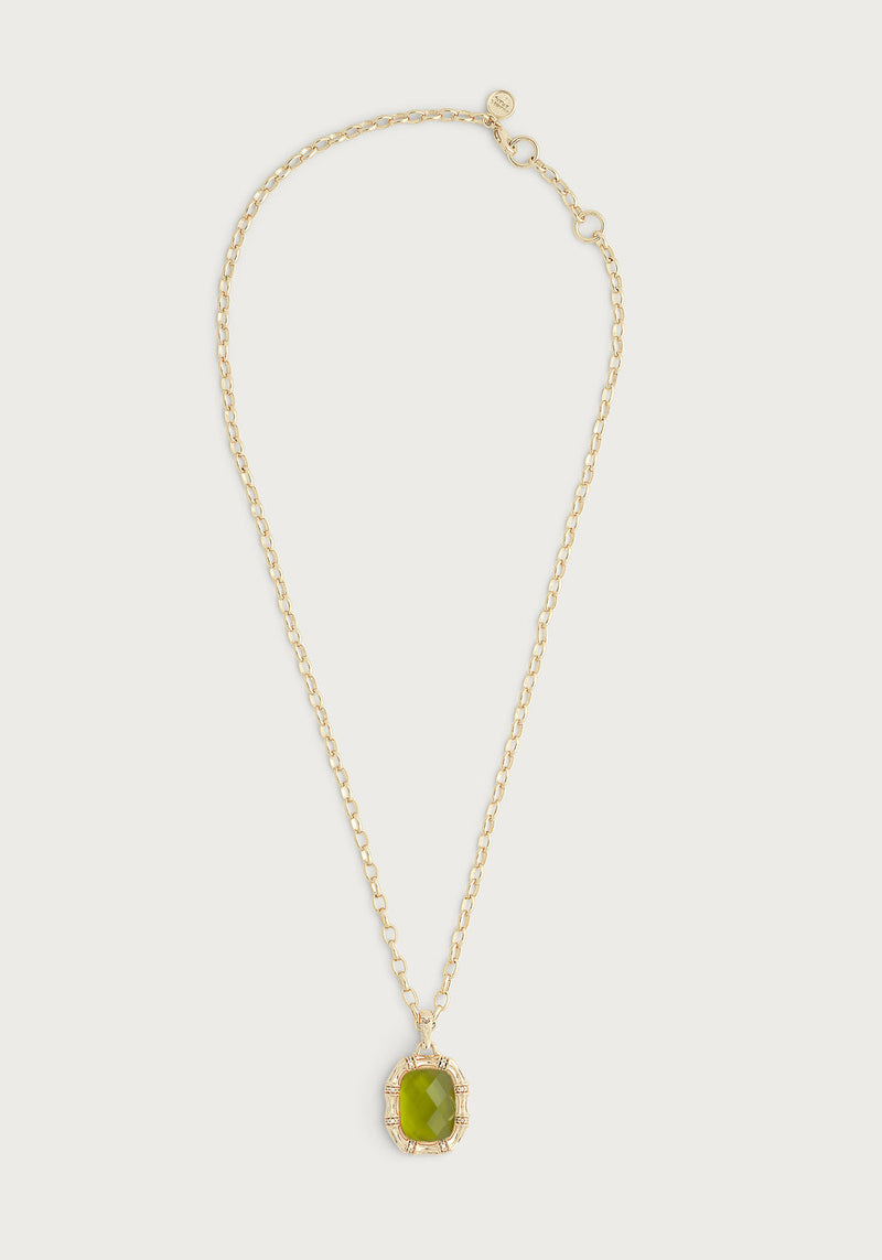 Bamboo With Stone Pendant Necklace