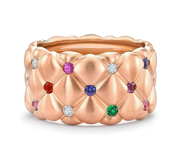 Brushed Multicoloured Gemstone Grande Ring