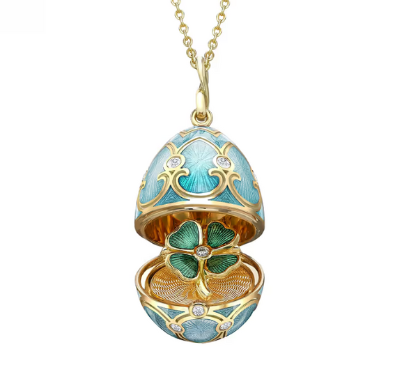 Guilloché Enamel Clover Surprise Locket