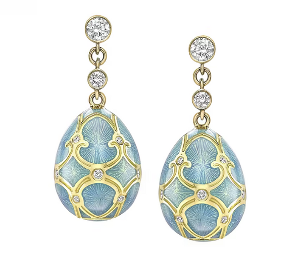Guilloché Enamel Egg Drop Earrings