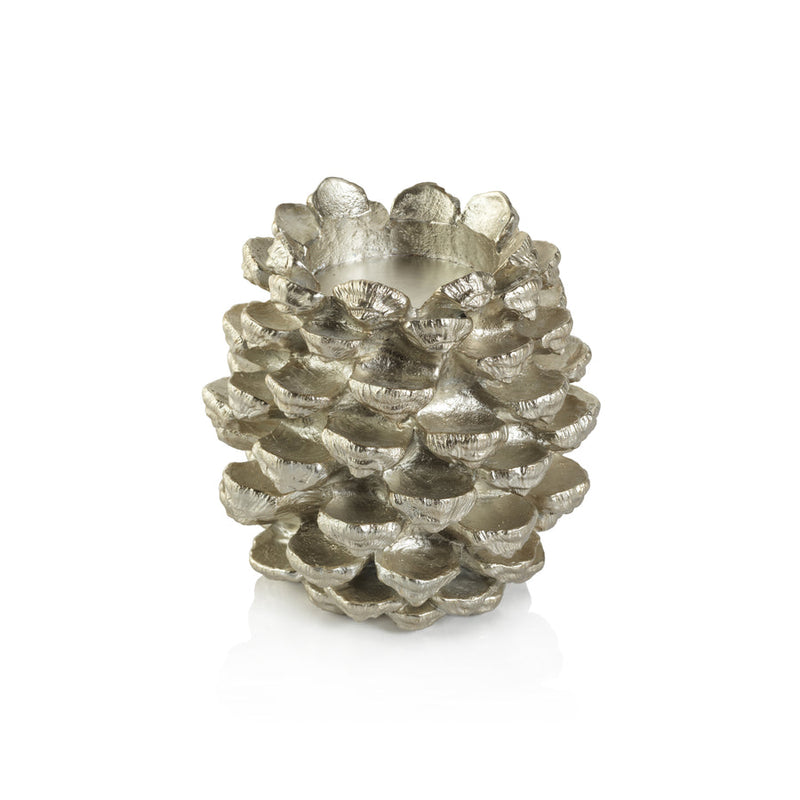 Silver Pinecone Pillar Holder