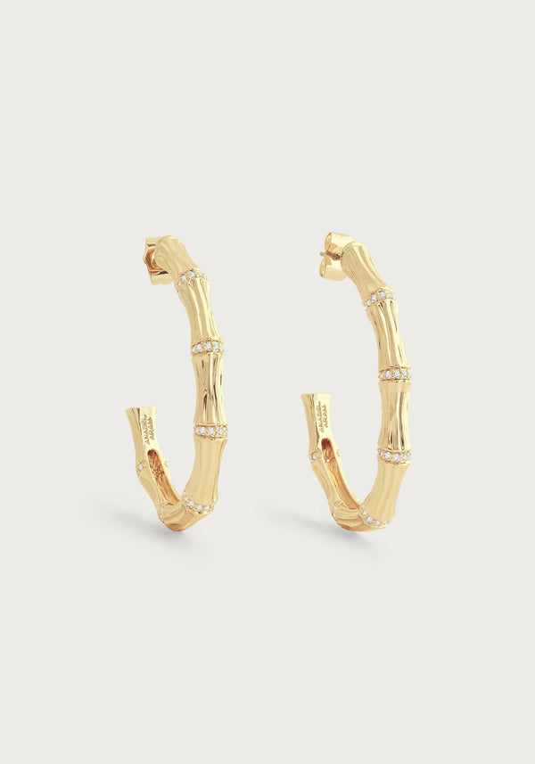 Bamboo Single Hoop Earrings- Gold